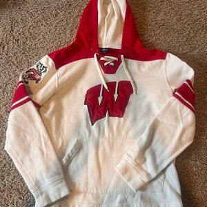Wisconsin Badgers Hockey style Red and White Hoodie